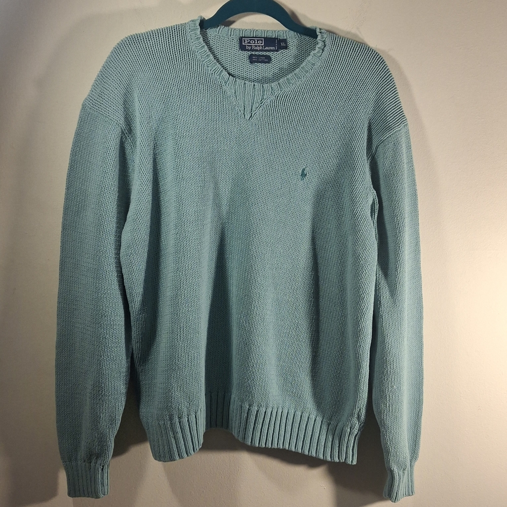 Polo by Ralph Lauren Unisex Mint Green Long Sleeve Crewneck Sweater Size XL